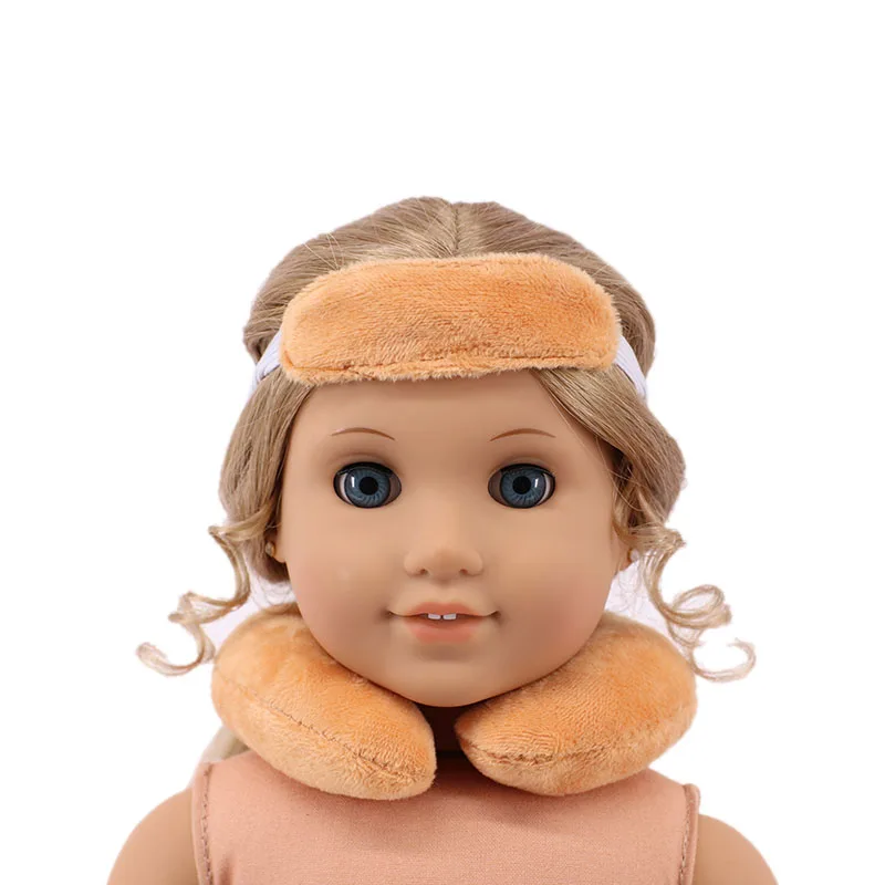 Doll Cute Bear Neck Guard Eye Mask Fit 18 Inch American 43cm Baby Doll Clothes Accessories,Girls Toys,Generation,Birthday Gift