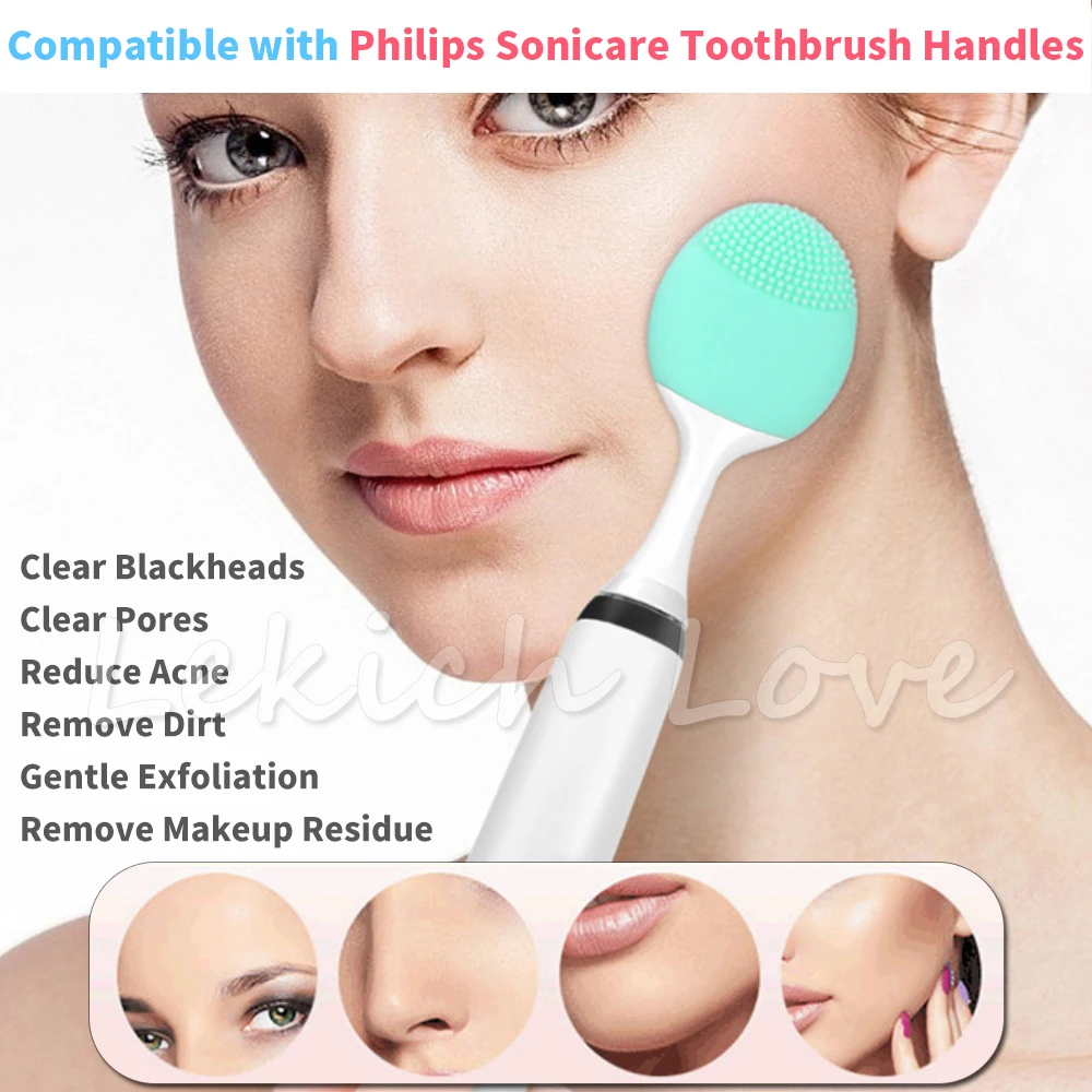 Facial Cleansing Brush Head for Philips Sonicare Electric Toothbrush Handle Face Massager and Cleanser Brush Heads