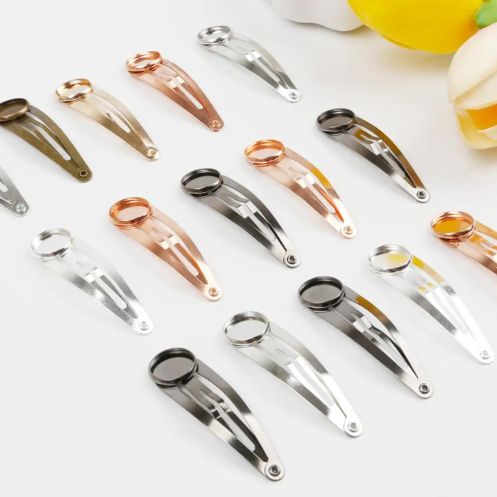 10pcs Classic Metal Hairpin Hair Clips Base Fit For 12mm Cabochons Cameo Setting DIY Hair Ornaments Jewelry Findings Making