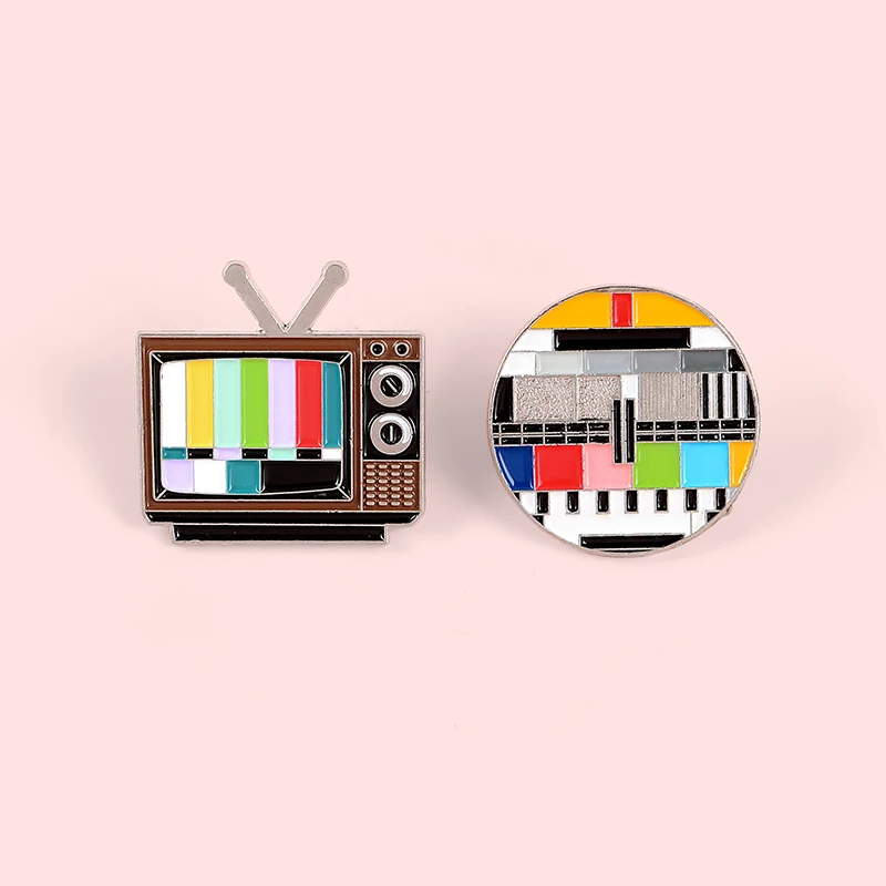 Enamel Pin Set TV No Signal Repair Brooch Old Television Pin Clothes  Bag Badge  Jewelry Gift  For  Friends Kids