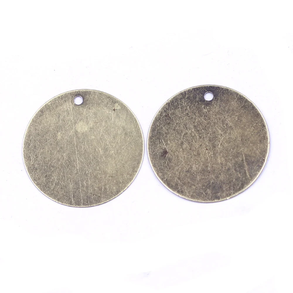 50Pcs Pendants Blank Stamping Tags Round Alloy Metal Bronze Tone Jewelry DIY Findings Chams 20mm(6/8\