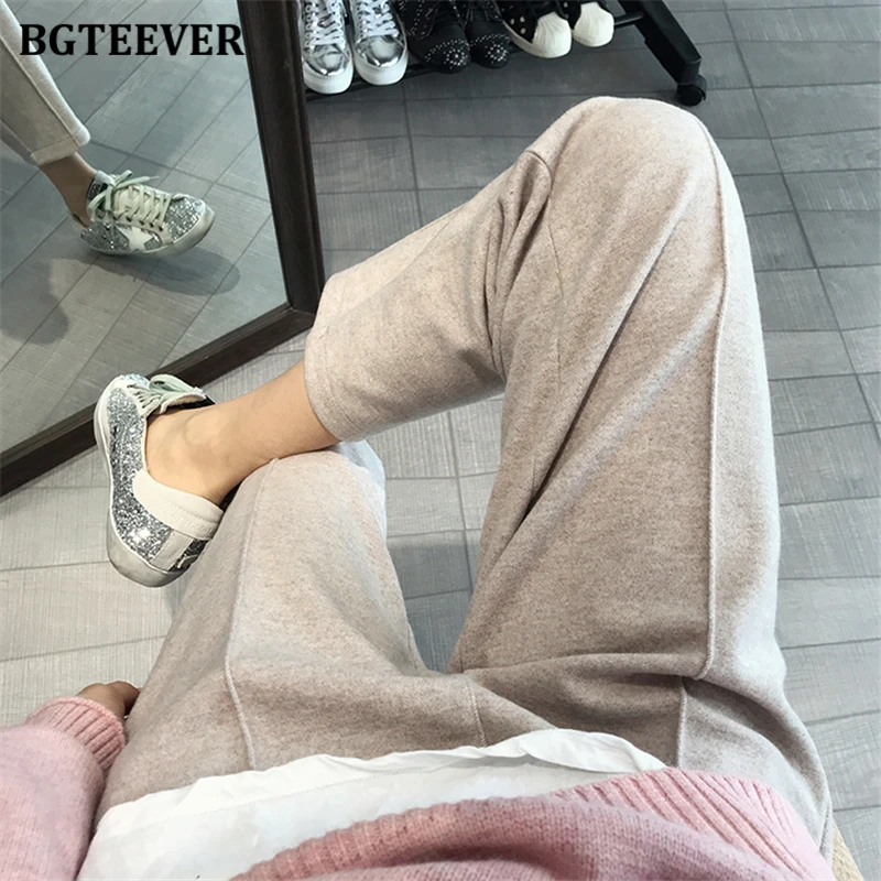 BGTEEVER Plus Size Thicken Warm Women Harem Pants Autumn Winter High Waist Female Woolen Pants Ladies Trousers pantalon 2020