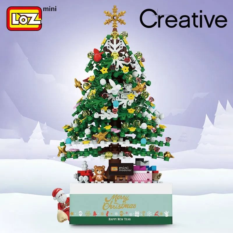 LOZ Mini Particle Building Blocks Christmas Tree Music Box Lego Toys Girls Christmas Gifts