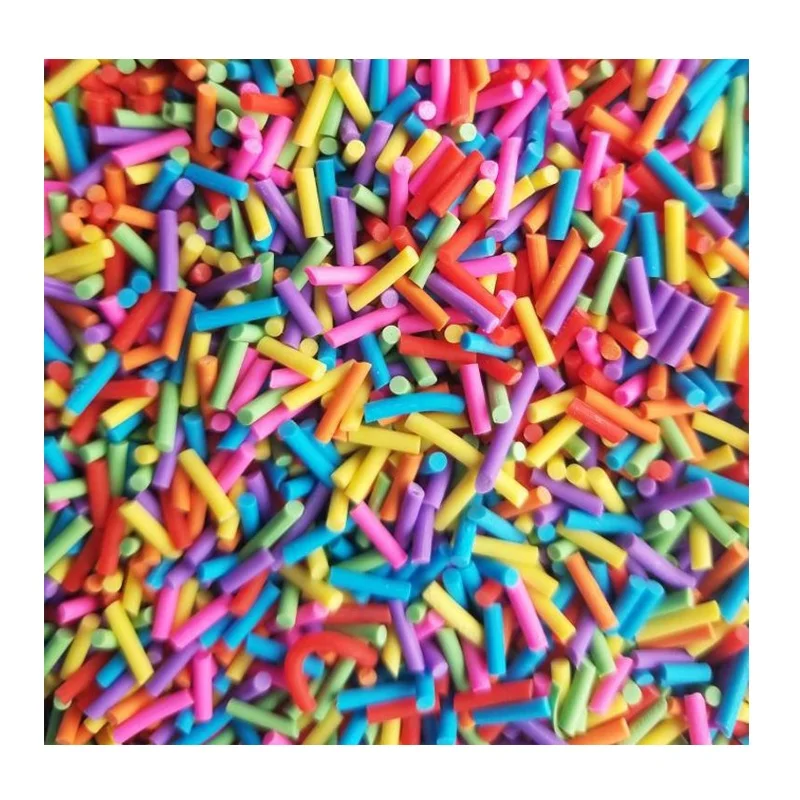 100g/Lot Long Polymer Soft Clay Gracile Cylindrical Candy Sprinkles for Delicious Cake Decoration DIY Crafts Filler Accessories