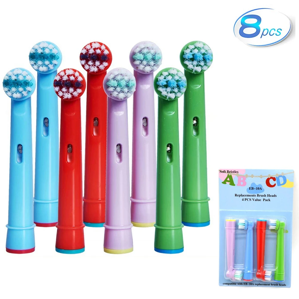 8Pcs Replacement Kids Children Tooth Brush Heads For Oral B EB-10A Pro-Health Stages Electric Toothbrush Oral Care, 3D Excel