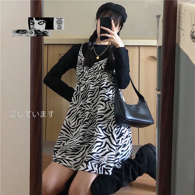 Frische Süße Chic Mädchen Kleid Herbst 2020 Neue Koreanische Stil Hosenträger Kleid für Frauen kawaii kleidung süße lolita kleid