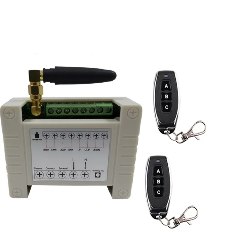 220V 10A 2CH Motor Remote Control Switch Motor Forwards Reverse Up Down Stop Door Window Curtain Wireless TX RX Limited Switch