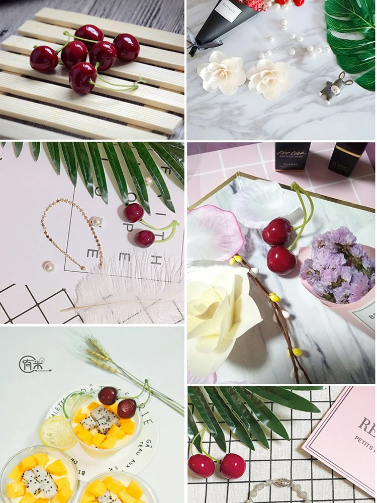 Alat Peraga Fotografi Ceri Tiruan Model Buah Buatan Alat Peraga Backbrop Studio Foto Aksesori Fotografi untuk Pengambilan Gambar Makanan