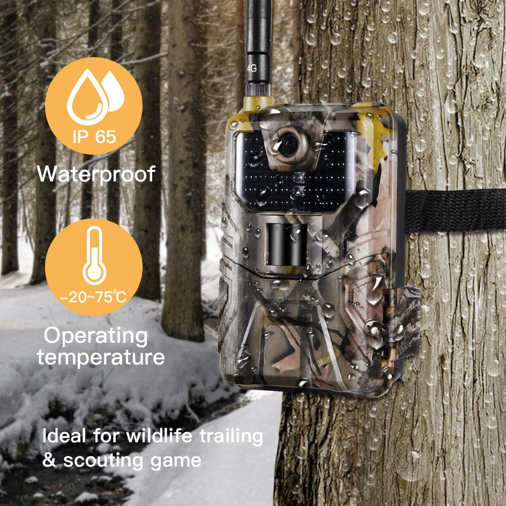 4G FTP 20MPTrail Camera Cellular Wildlife Hunting Cameras SMTP MMS SMS Email HC900LTE 1080P Mobile Wireless Wild Surveillance