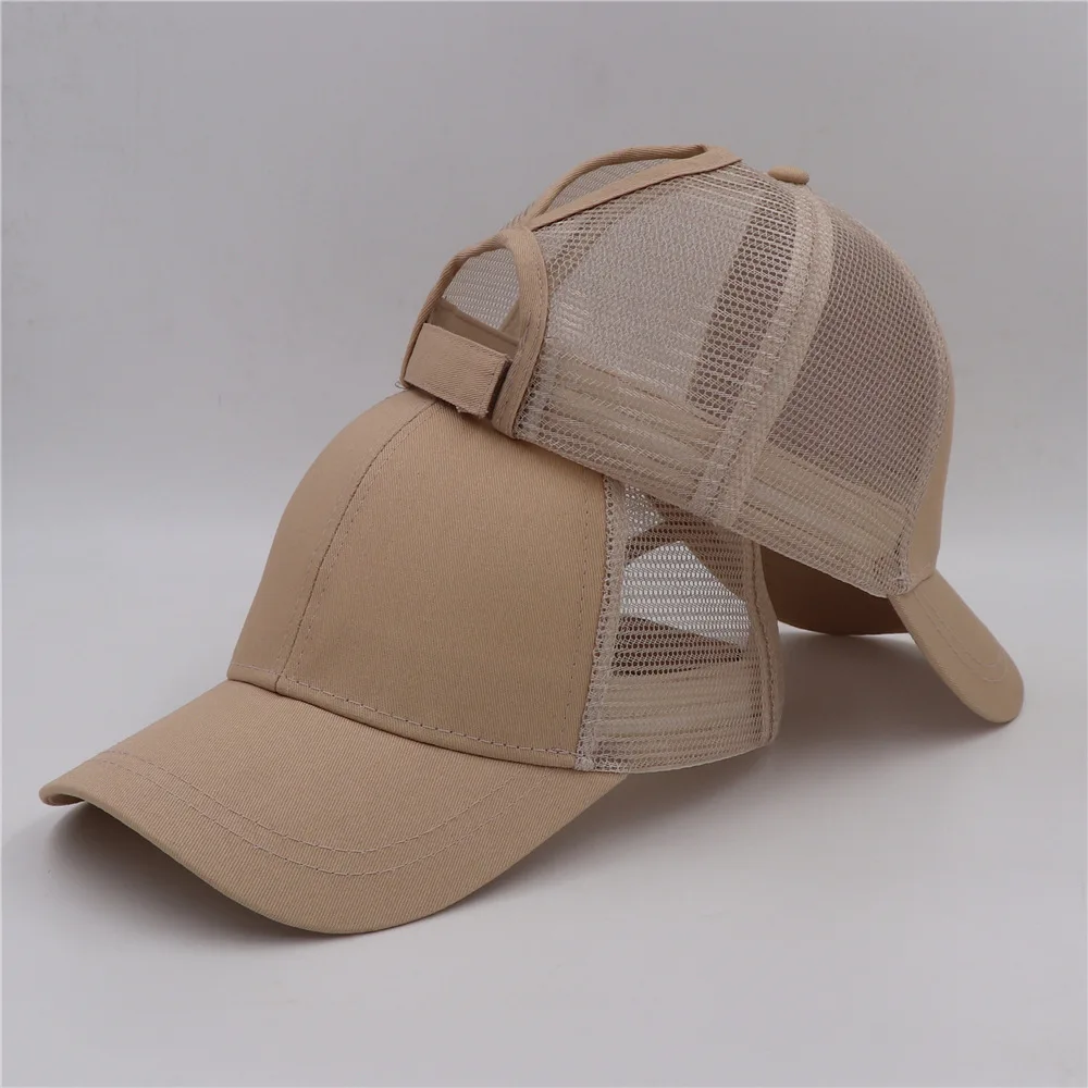 Summer Mesh Hats Woman Ponytail Baseball Cap Women Adjustable Messy Bun Caps Black Pink Hat Girls