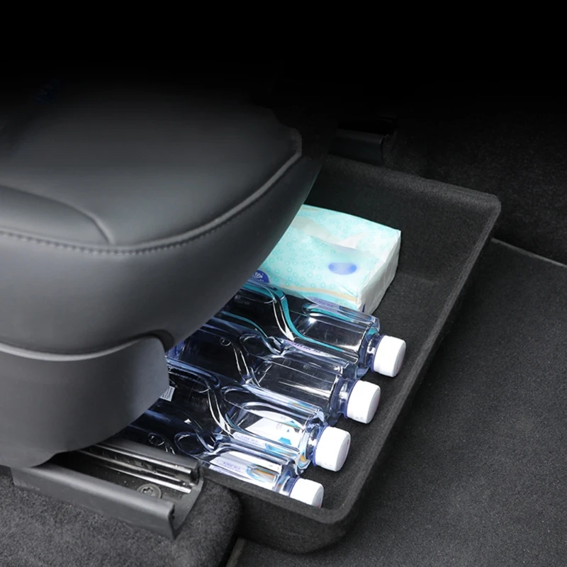 Car Under Seat Storage Organizer Tray Black Storage Drawer Box Suitable for Model Y Auto Accessories