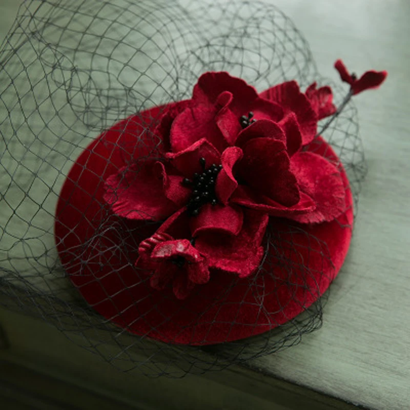 New Elegant Ladies Cocktail Fascinator Hat Flower Decoration Wedding Party Small Bridal Hats Photo Accessories