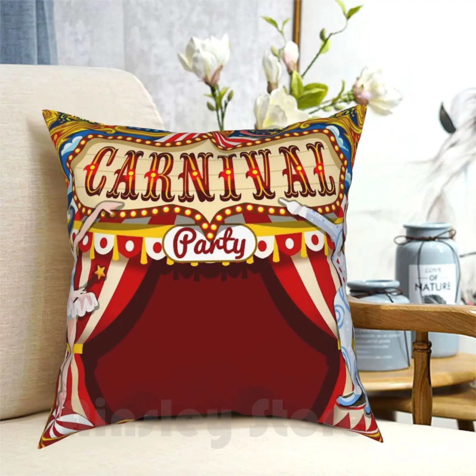 

Circus Carnival Invite Poster Pillow Case Printed Home Soft Throw Pillow Circus Carnival Invite Theme Background Game