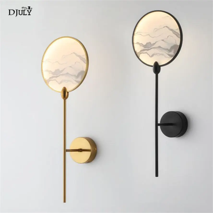 

chinese style landscape painting glass wall lamp for corridor staris retro bedroom bedside lamps led wall sconces light fixtures