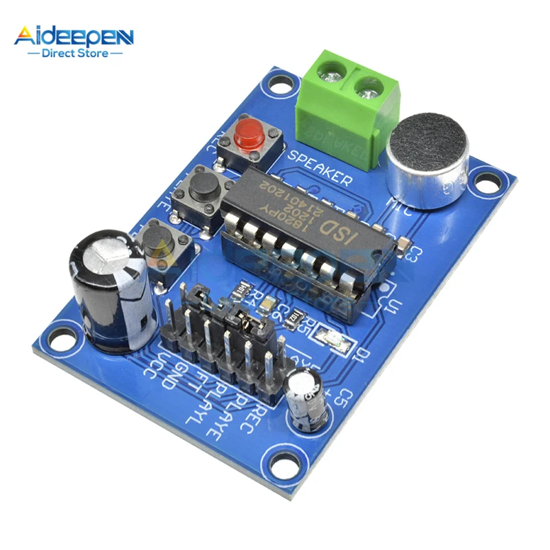 Blue PCB Version ISD1820 Voice Board Voice Module Recording And Playback Module (Board Microphone)