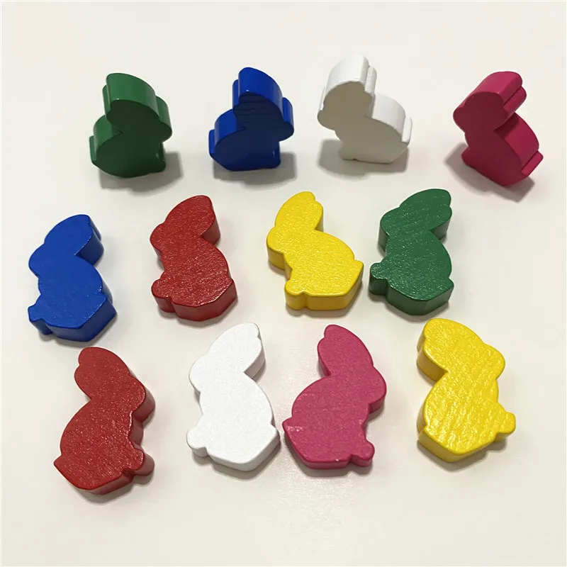 6 Pcs/Set DIY Wooden Rabbit Chess Pieces Accessories Wood Games