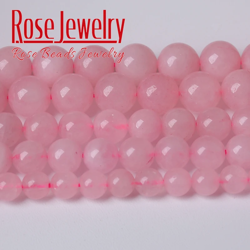 Natural Rose Pink Quartz Crystal Beads for Jewelry Making Round Loose Spacer Stone Beads DIY Bracelet Accessories Wholesale 15