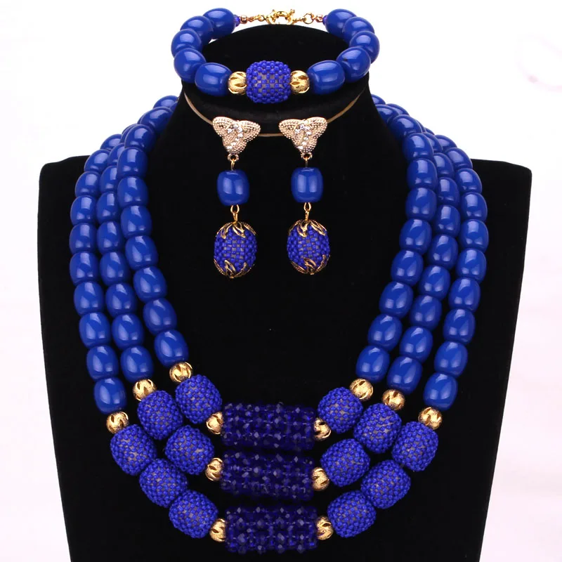 Dudo 10 Colors 3 Layers Artificial Coral Beads African Nigerian Jewelry Set For Weddings