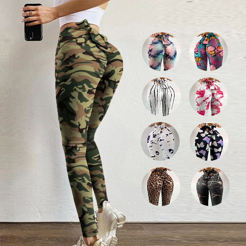 2021 Summer Sexy Leggings Women Workout Seamless Tights Trousers Fitness Gym Pants Butterfly Print Push Up Yoga Sport Leggings