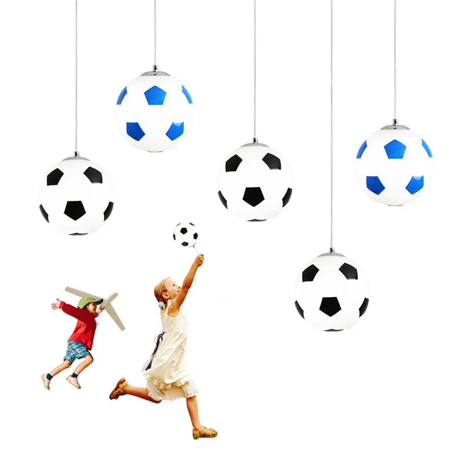 Thrisdar E27 Football Glass Ball Pendant Lights Basketball Pendant Lamp Kitchen Bedroom Restaurant Children Room Hanging Light