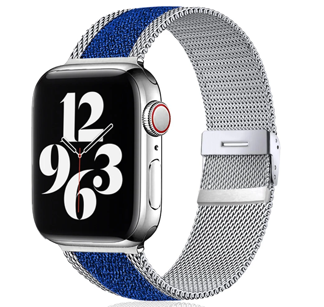 

Shiny Strap For Apple watch band 40mm 44mm 38mm 42mm 40 44 mm Soft Elastic Nylon+milanese bracelet iWatch serie 3 4 5 6 se band