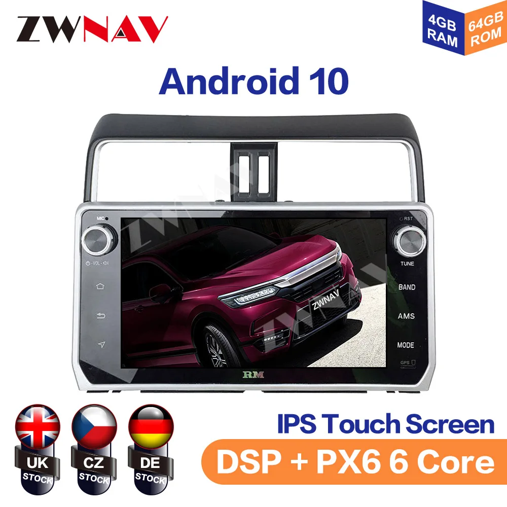 Android10 4GB Car GPS Navigation Tape Recorder For Toyota Land Cruiser Prado 2018+ Auto Stereo Radio Head Unit IPS No DVD Player