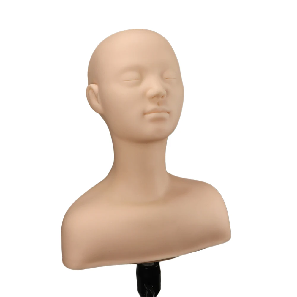 Half Body Soft Massage Model Cosmetology Make Up/Grafting Eyebrow Design Practice Training Mannequin Head Doll With Shoulder