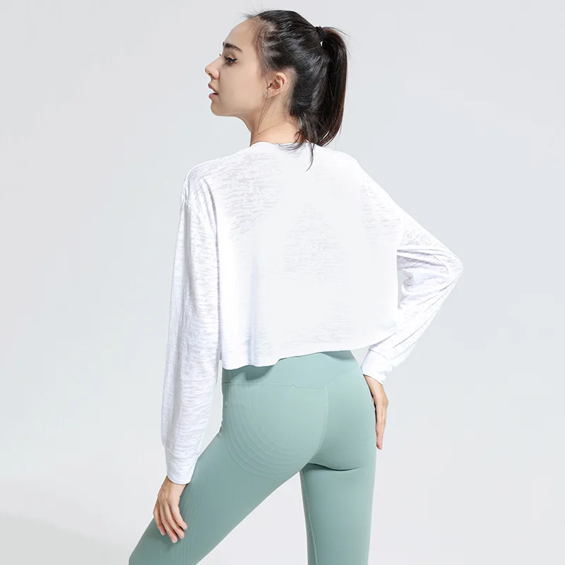 Camisetas de Yoga finas y sueltas para mujer, de manga larga Camiseta deportiva, sudaderas de secado rápido para correr, blusa de entrenamiento para niñas, Top de Fitness para gimnasio