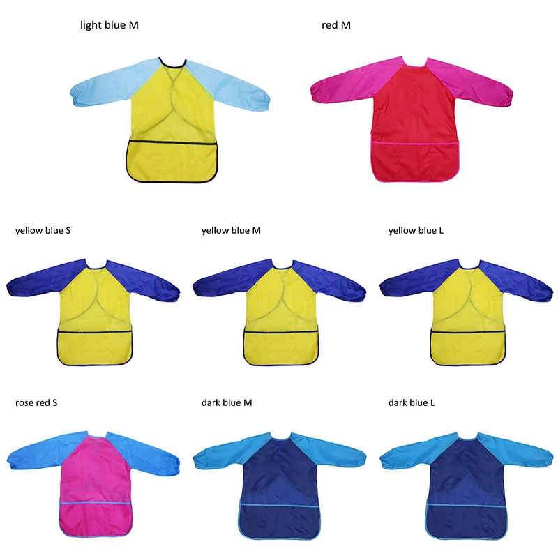 Waterproof Art Aprons Smock Nylon Long Sleeve Kids Painting Shirt Paint Apron Girl Boy School Painting Accessory 3 Size