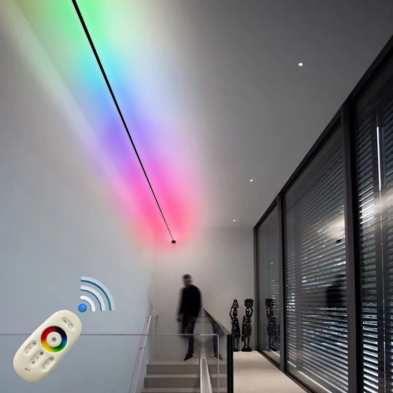 Modern Minimalist Black White RGB Colorful Wall Lamp Skyline Linear LED Bar Strips Sconce Wall Light for Living Background Decor