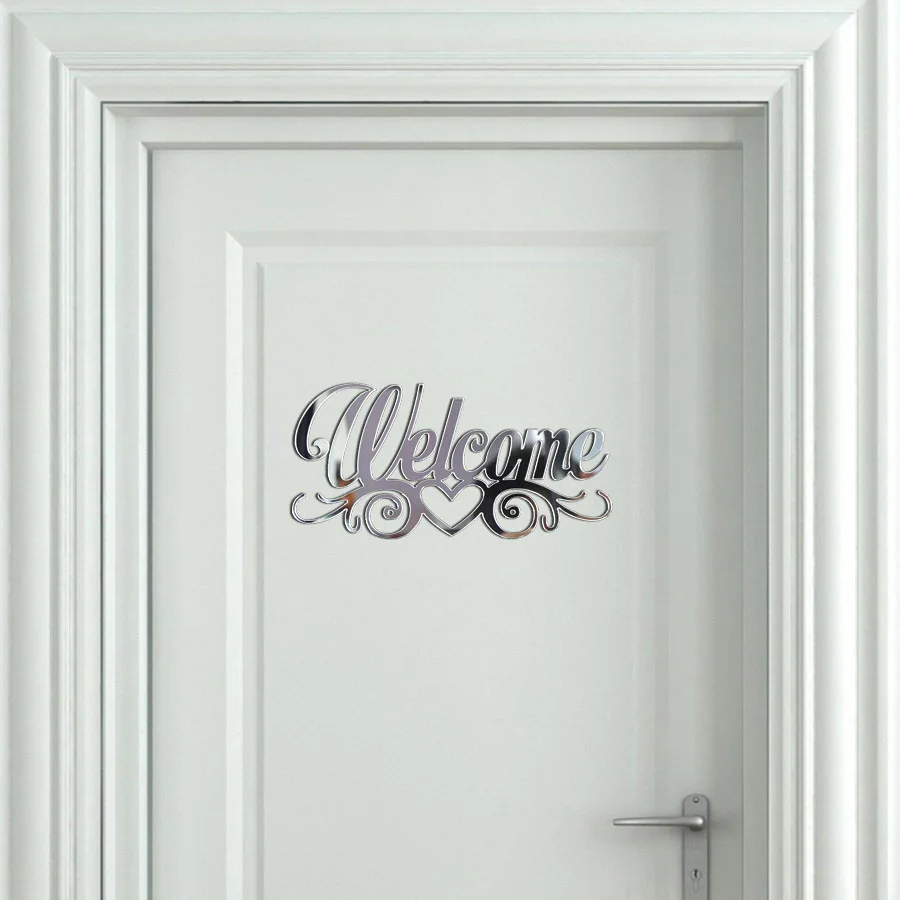 Welcome Sign Stickers for Family Door Plate Acrylic Mirror Wall Sticker New Home Decor Gifts House Warming images - 6