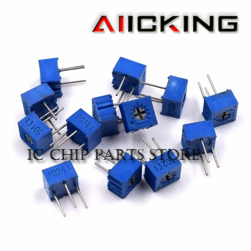 13Values*5pcs 3362P Component Package13 Common Resistance Values Each 5 Potentiometer Package 3362 Adjustable Resistance Package