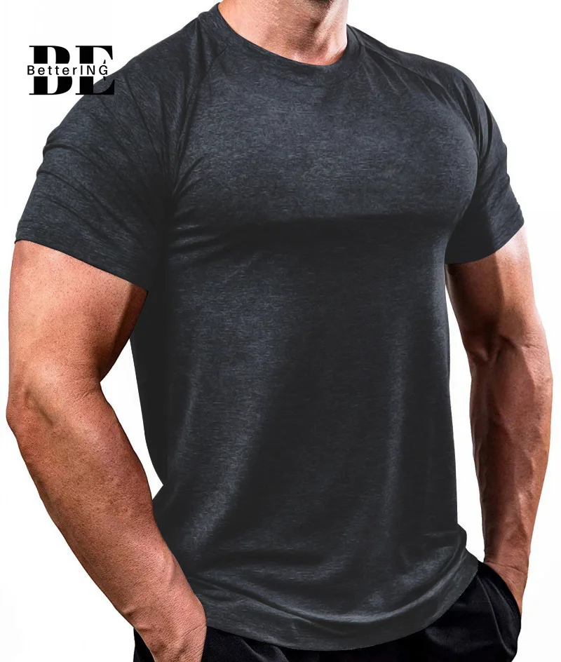 Spring/summer 2021 fashion casual running sports T shirt men high bounce training fast dry clothes short sleeve fitness clothing