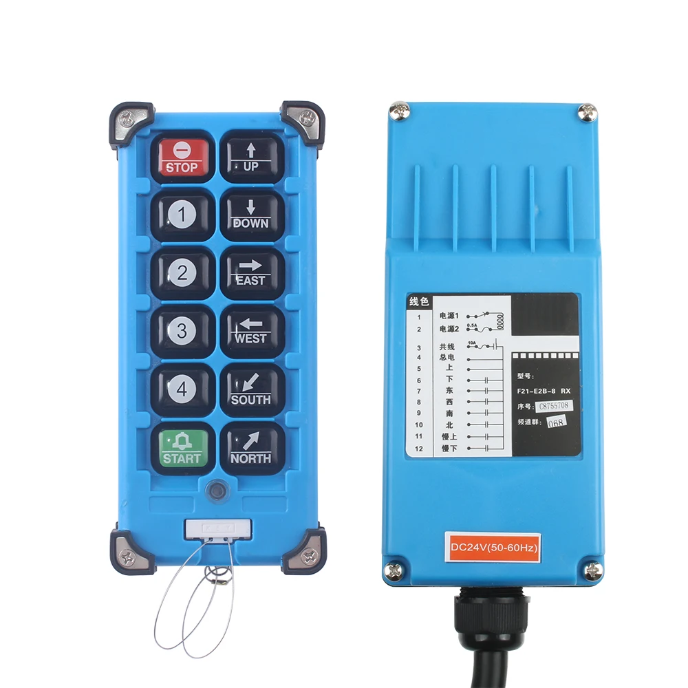 F21-E2B-8 Industrial Remote Controller Switches 8 Channels Keys Direction Button Hoist Crane Truck Radio Remote Control System