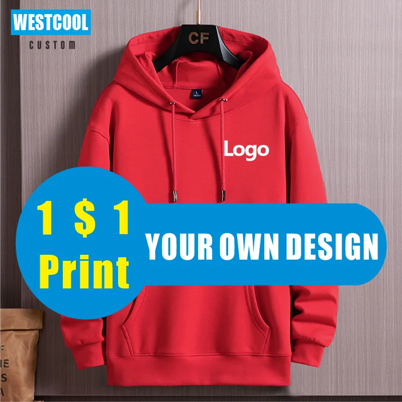 High Quality Cotton Sweatershirt Custom Logo Print Embroidery Personal Design Brand Hoodies Men Women Hooded Sweater WESTCOOL