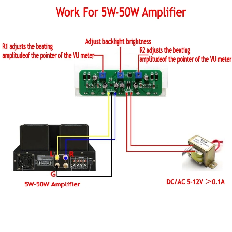 مؤشر مزدوج VU متر ستيريو مضخم الصوت مجلس DB مستوى الصوت مؤشر قابل للتعديل الخلفية مع سائق
