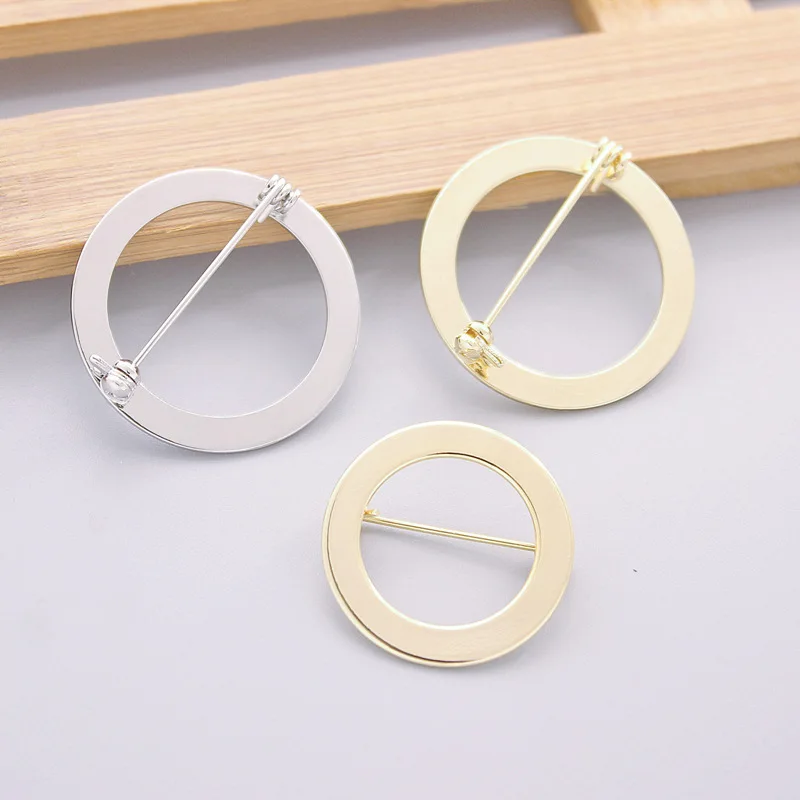 2pcs/lot 31MM Round Copper Pin Cabochon Base Tray Bezel Blank 31MM Safety Pin For DIY Brooch Accessories