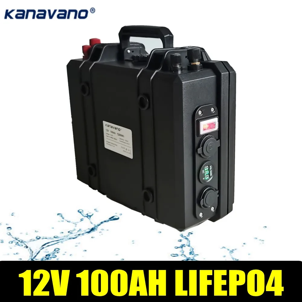 12V 100AH Deep Cycle LiFePO4  battery pack BMS Built-in for Golf cart EV RV Solar energy storage battery