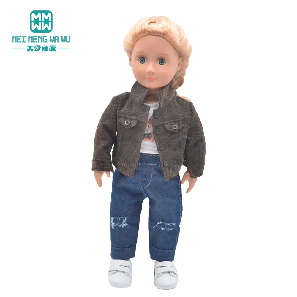 Clothes for Doll Fit 45 cm American Doll Accessories Fashion Denim Shorts Woolen Coat Jacket Dress Gift