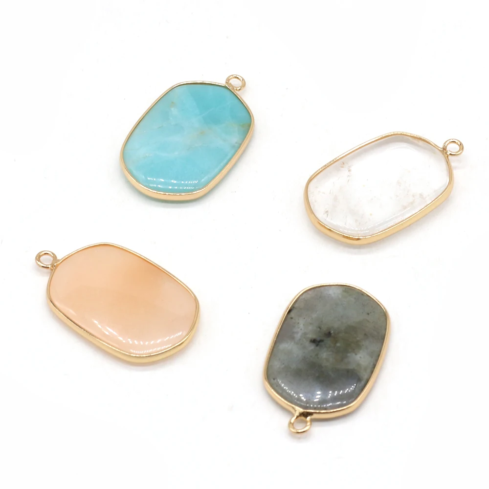 Pendentif en pierre naturelle, plaqué agate dorée, breloques pour la fabrication de bijoux, accessoires de collier, cadeau, 20x34mm, nouveauté