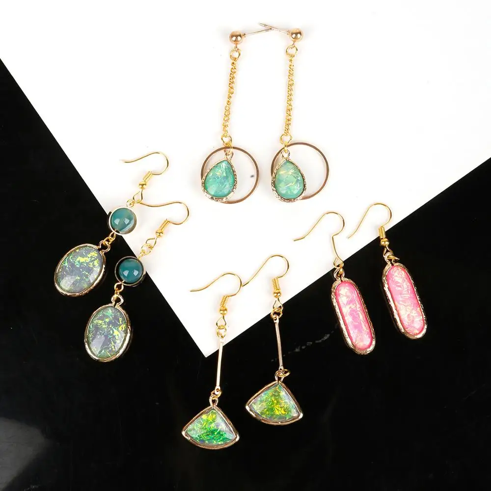 2pcs/lot 19x15mm Fan-shaped Resin Charms Pendant fit Earring Bracelet DIY Craft Jewelry Accessories Golden-Colour Gold Base