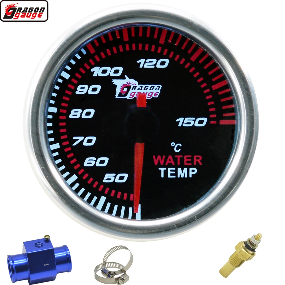 Wskaźnik Temperatury Wody 52mm Dragon do Auta, Motocykla, Tuningu, Wyścigów, Biały Podświetlany, Celsjusza