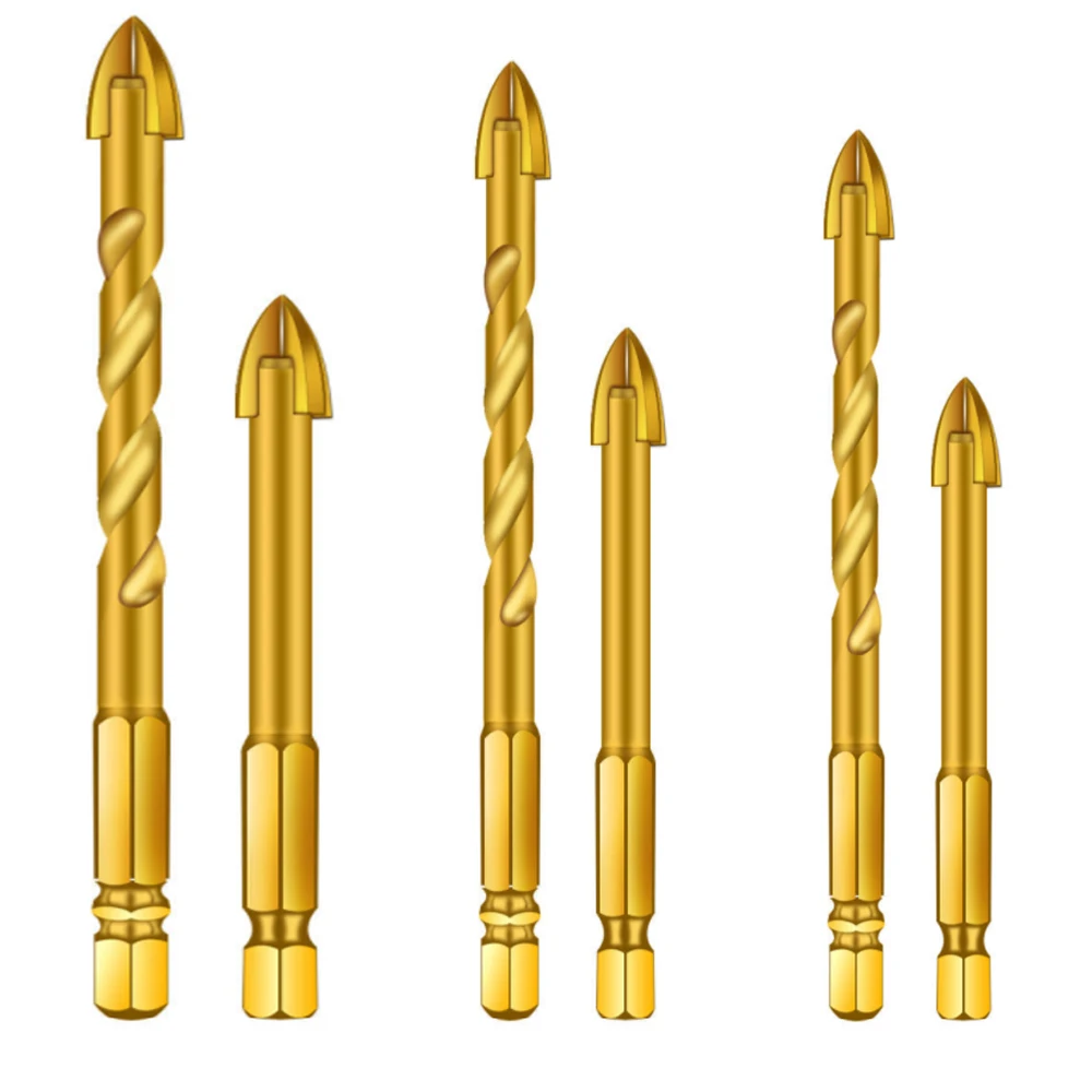 1pcs Lengthen and Ordinary Cross Hex Tile Bits Glass Ceramic Concrete Hole Opener Kit Hard Alloy Drill
