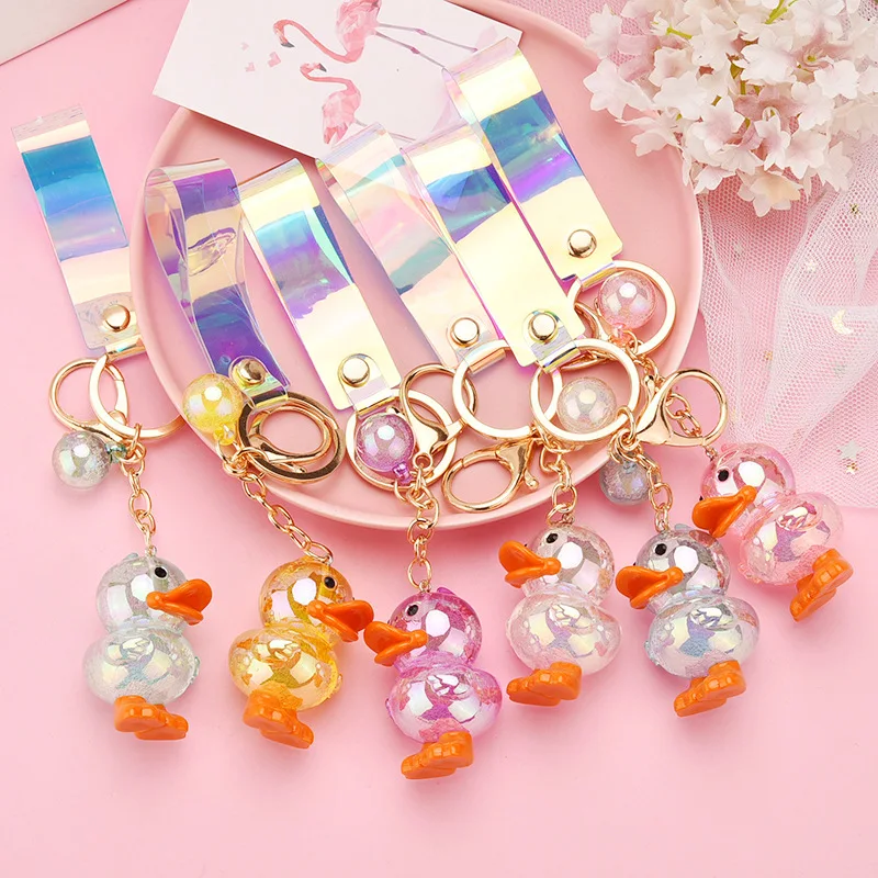 Cute Colorful Duck Keychain Fashion Cartoon Duck Animal Key Ring Women Couple Bag Car Pendant Key Chains Accessories Gift