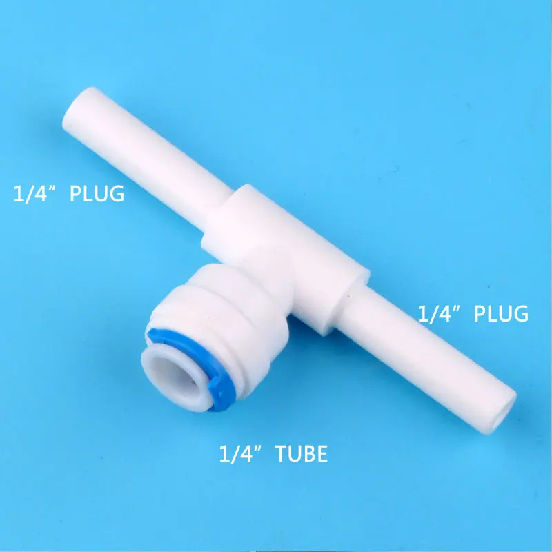 1/4'' PE Quick Connect Double 1/4'' Side Bolt Tee 7111C Pipe 3 Way Hard Plug Joint 6.5MM Aquarium RO Water Filter Tee