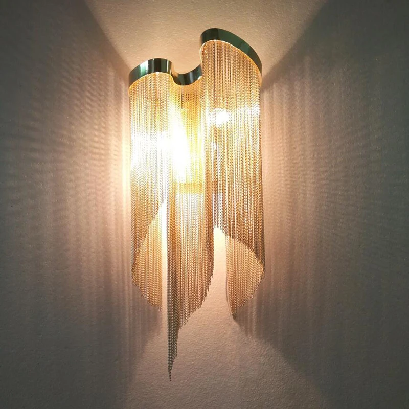 Aluminum wall light Design Fashional tassel lamp E14 Holders luxury wall light For Hotel Bed Room Bedside Loft Retro Wall Light