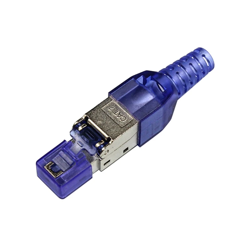 Cat7 RJ45 Crystal Plug for Head Tool-less Connector No Crimp Tool-Less Cat7 30u Ethernet Network Shielded Connector