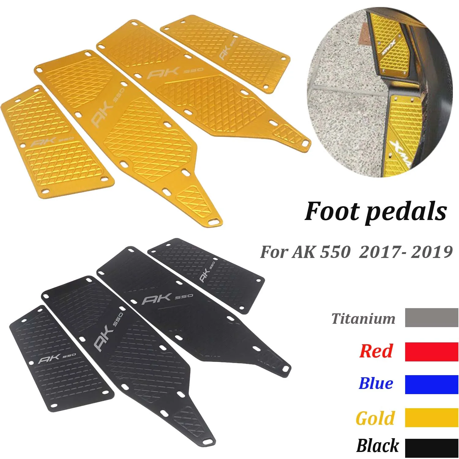 

Motorcycle Accessories Front and Rear Footrest Footboard Step Floorboards Foot pedal For AK 550 ak550 2017 2018 2019