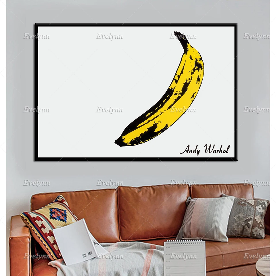 

Nordic Abstract Andy Warhol Banana Oil Painting Posters And Prints On Canvas Wall Art Modular Picture for Living Room Decoration