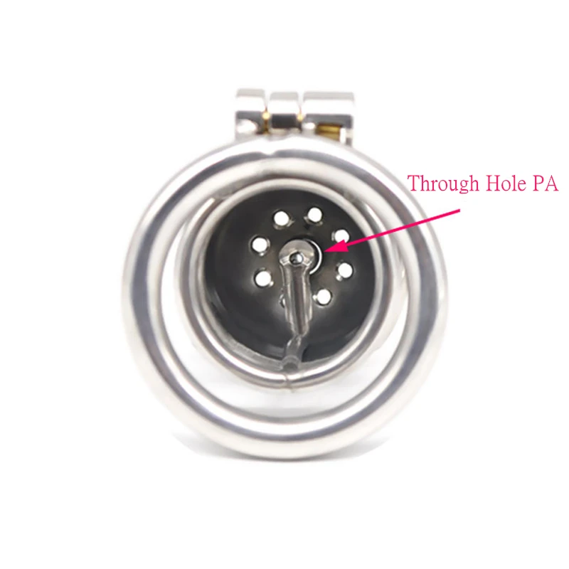 New 316L Stainless Steel Male Through Hole PA Chastity Device,Penis Ring,Cock Cage with Catheter,BDSM Sex Toys For Men